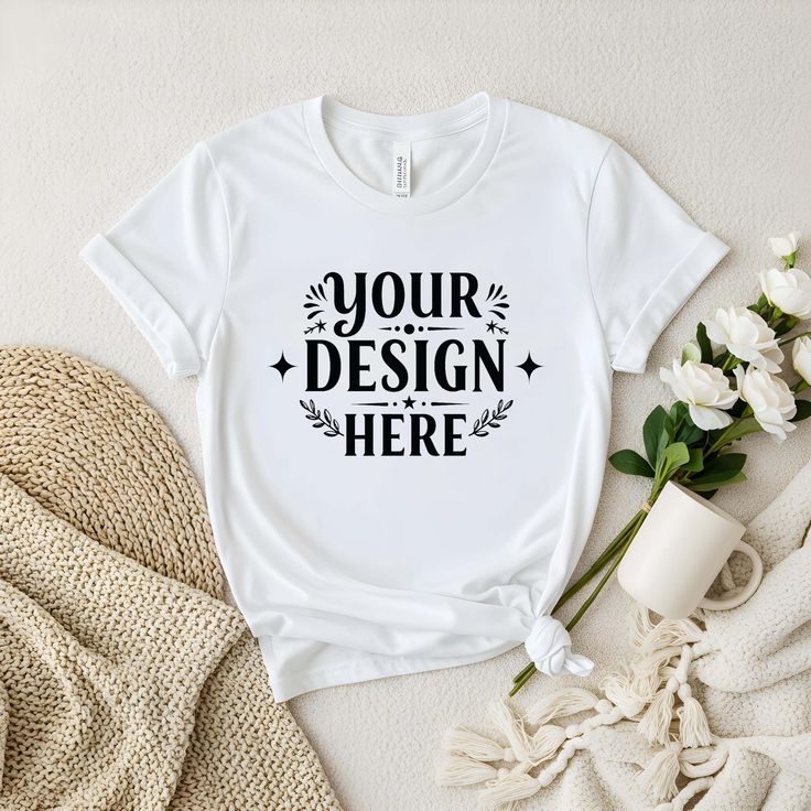 Natural Bella Canvas 3001 Flat Lay Mockup, Bella Canvas T-Shirt Mockup, Flat Lay Hanging Bella Canvas 3001 Tshirt Mock Up _ Flat Lay Hanging